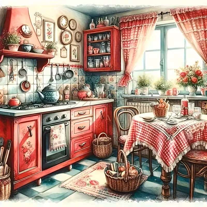 rött kök Pussel online