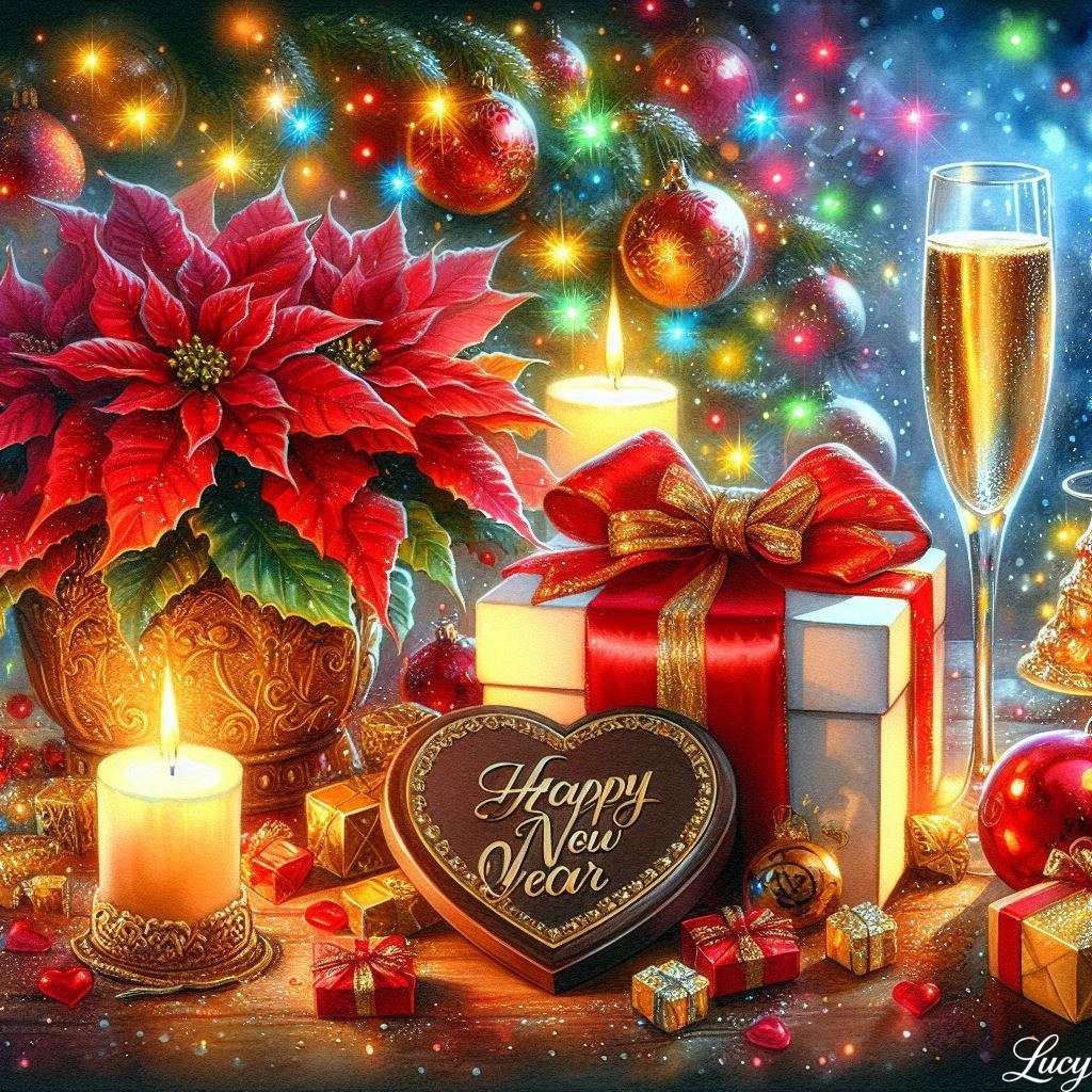 Ett festligt nyårsbord pussel på nätet