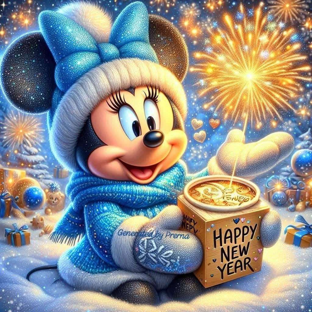 Честита Нова година с пожелания от Мики Маус онлайн пъзел