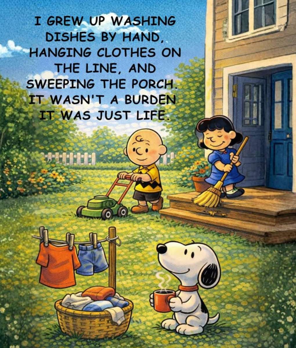 Чак и Люси занимаются домашними делами; Снуп делает перерыв на кофе пазл онлайн