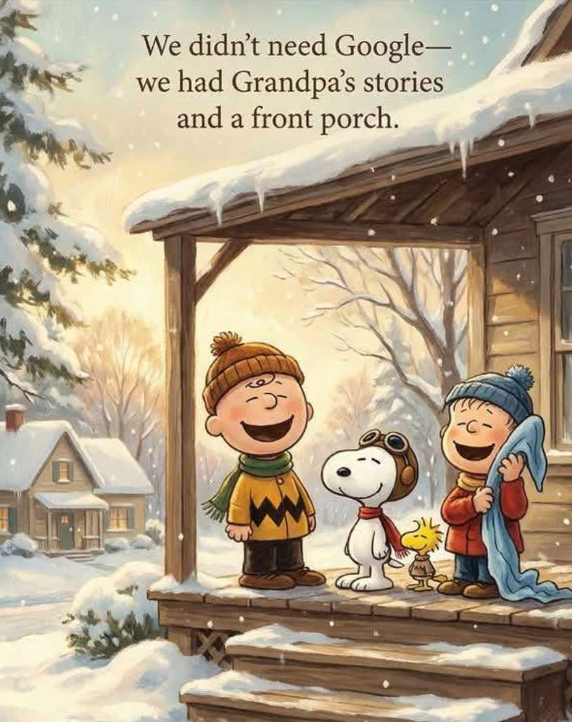 Чарли, Снупи и Лайнус наслаждаются крыльцом. пазл онлайн