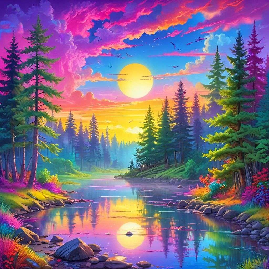 Sonnenuntergang am Seewald Online-Puzzle