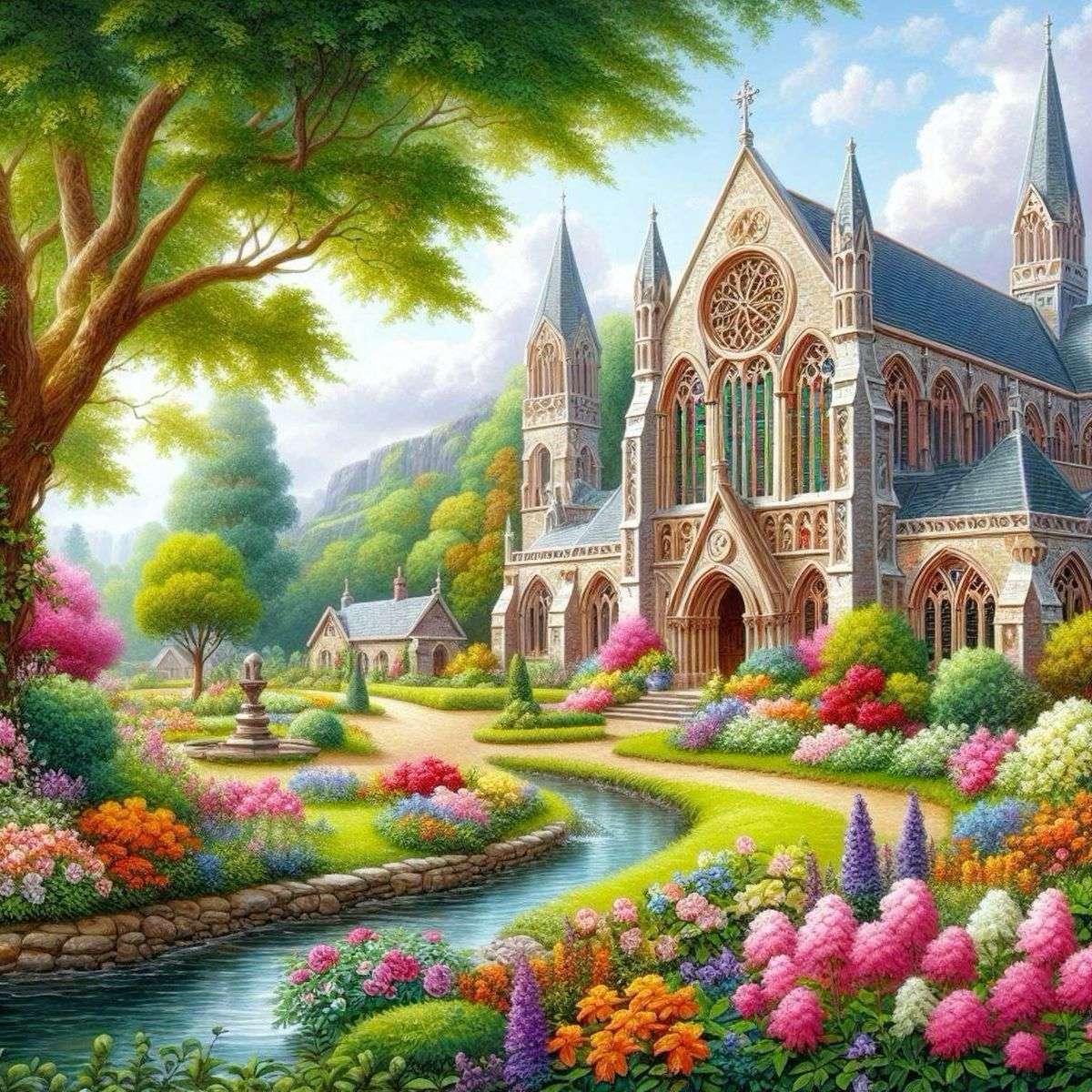 Vackra kyrkoträdgårdar pussel på nätet