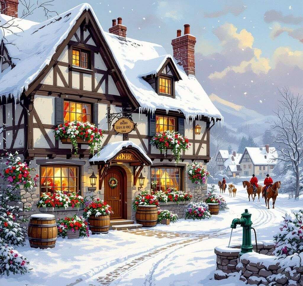 Живописен, заснежен хан на име „ЧИЧО БЕН“ онлайн пъзел