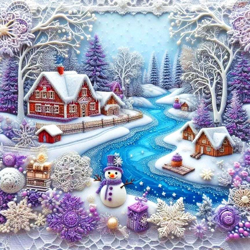 Снежна сцена онлайн пъзел