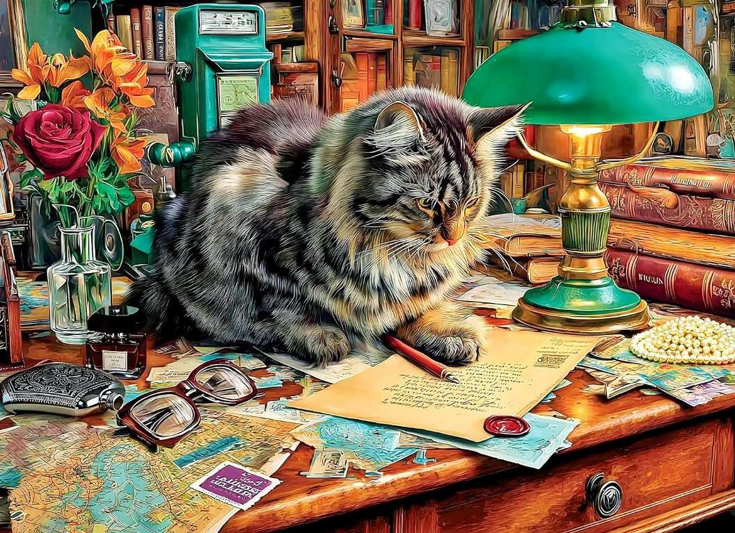 Pisica și scrisoarea de dragoste jigsaw puzzle online