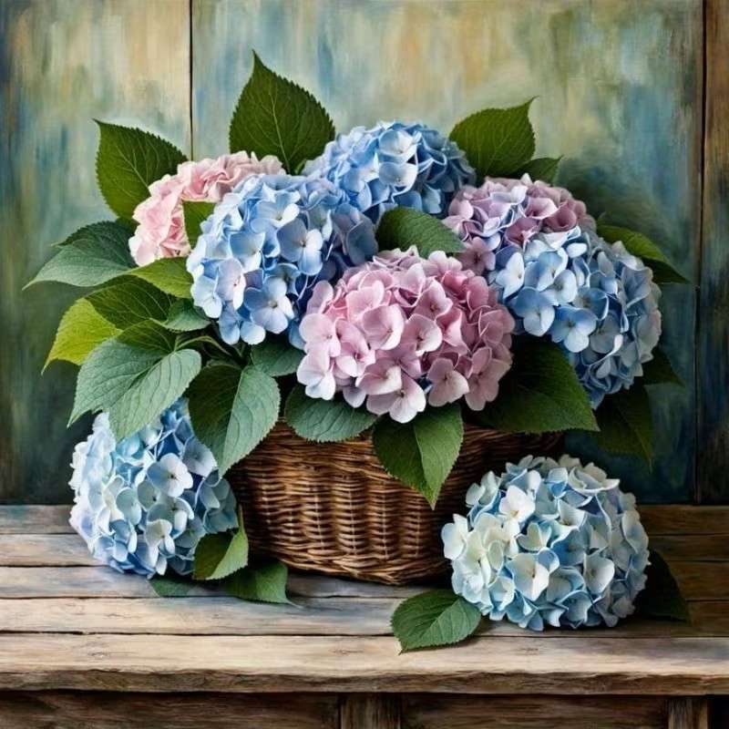 modré a růžové hortenzie skládačky online