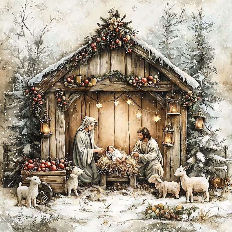 narození Ježíše ve stáji online puzzle