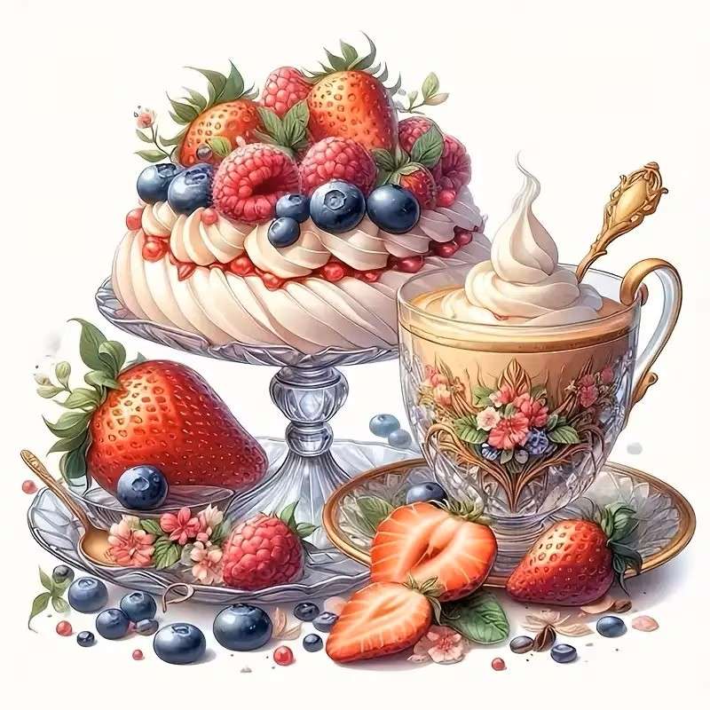 lahodný dezert s dortem pusinky skládačky online