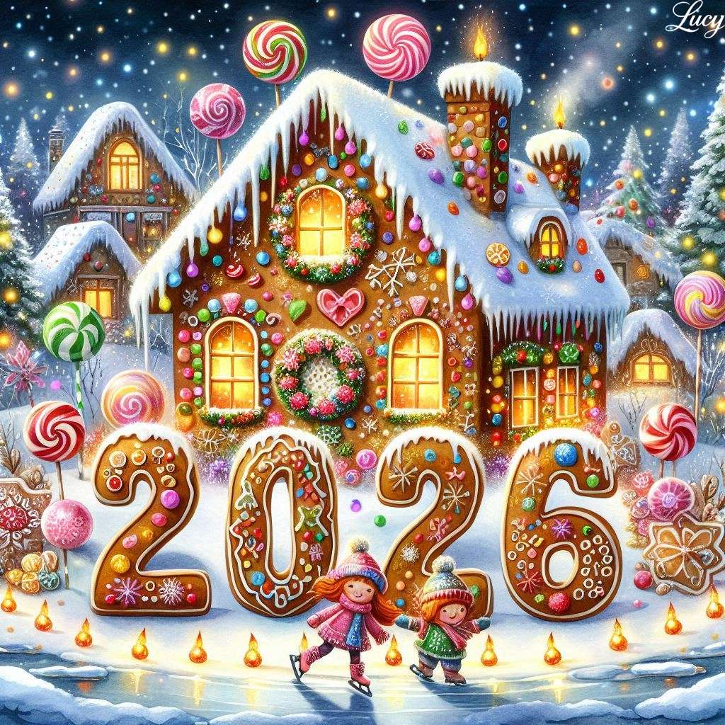 Maison en pain d'épices festive 2026 puzzle en ligne