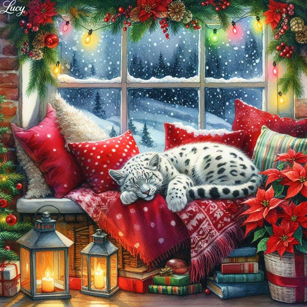 Spící bílý leopard skládačky online