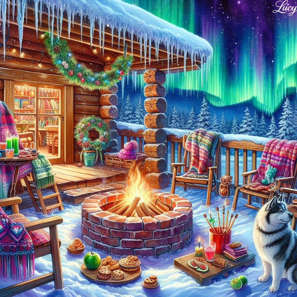 満天の星空と鮮やかな緑のオーロラ オンラインパズル