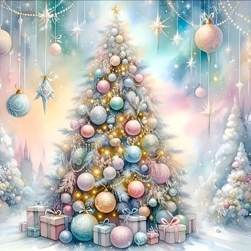 Brad de Craciun in culori pastelate puzzle online