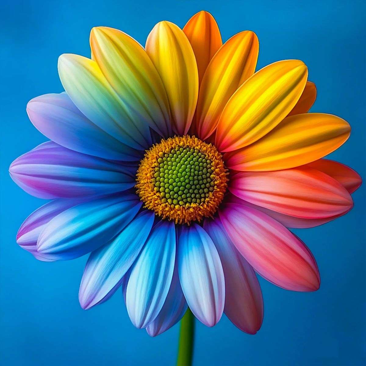 Flor de color arcoíris rompecabezas en línea