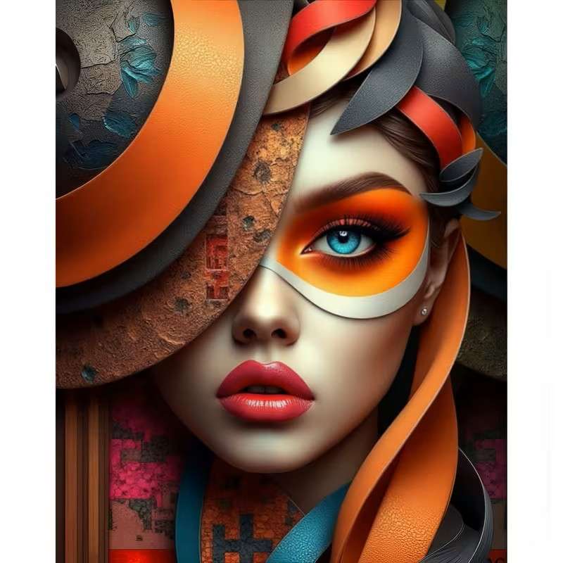 Frau mit Männerhut Online-Puzzle