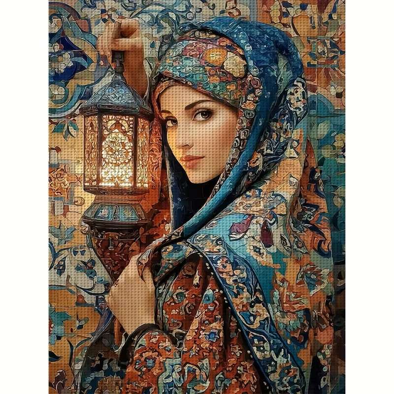 Frau mit einer Laterne in einem orientalischen Schal Puzzlespiel online