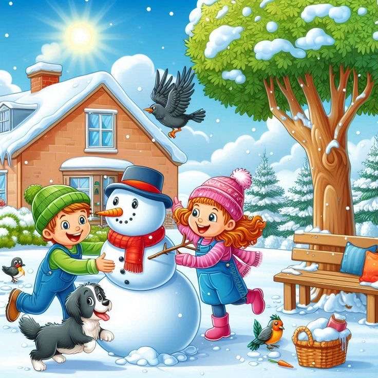 Sculpting a snowman jigsaw puzzle online