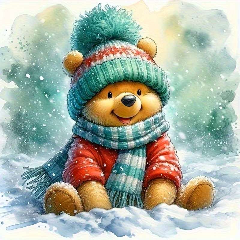 Winnie de Poeh in een wintermuts legpuzzel online
