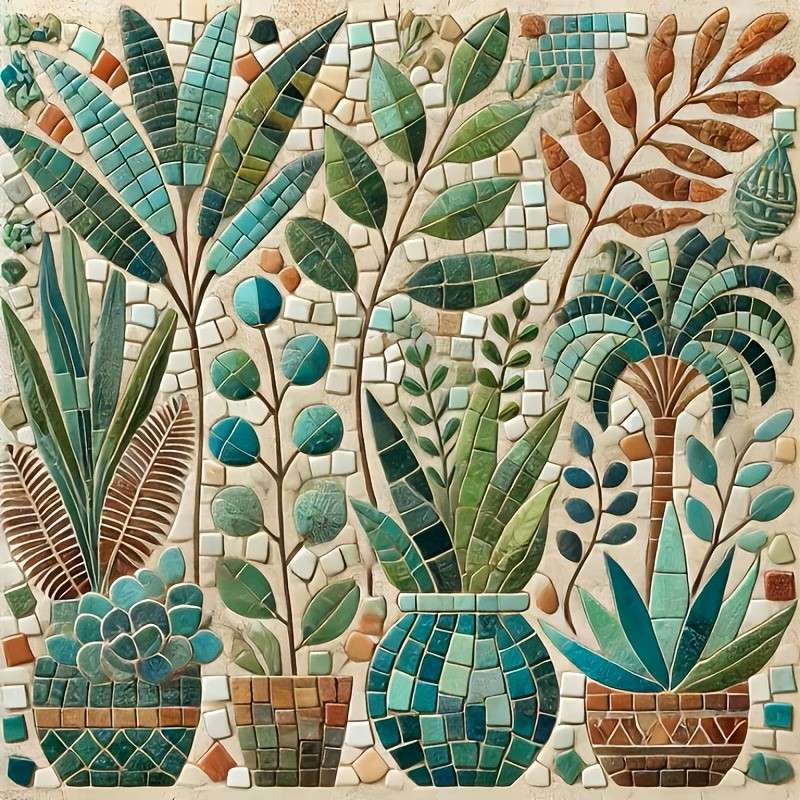 diverse potbloemen - mozaïek online puzzel