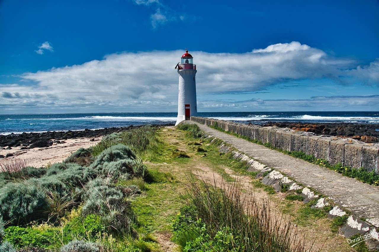 Côte, phare, tour, lumière. puzzle en ligne