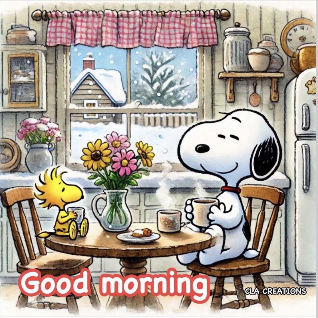 Snoopy și Woodstock spun bună dimineața puzzle online