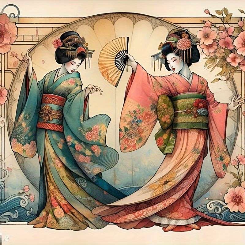 geishas dansant avec des fans puzzle en ligne