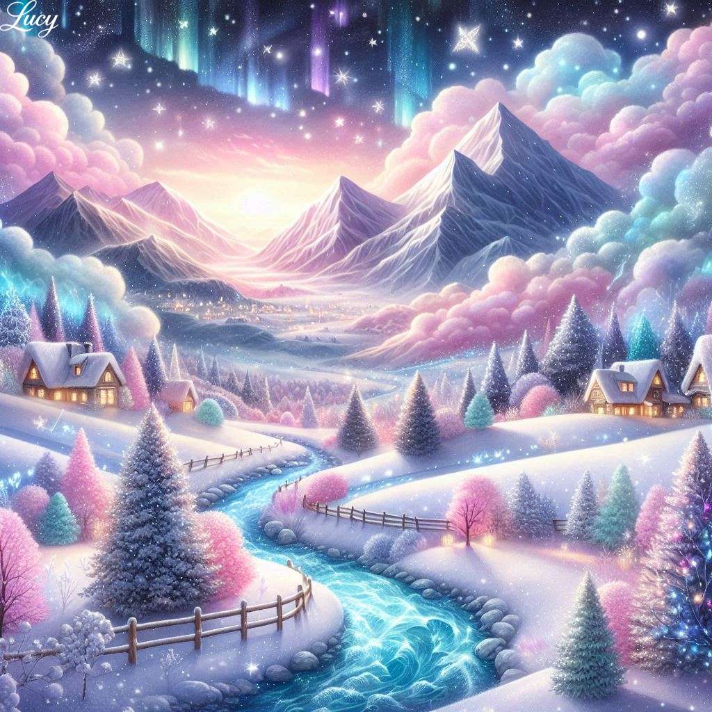 País das maravilhas mágico do inverno à noite quebra-cabeças online