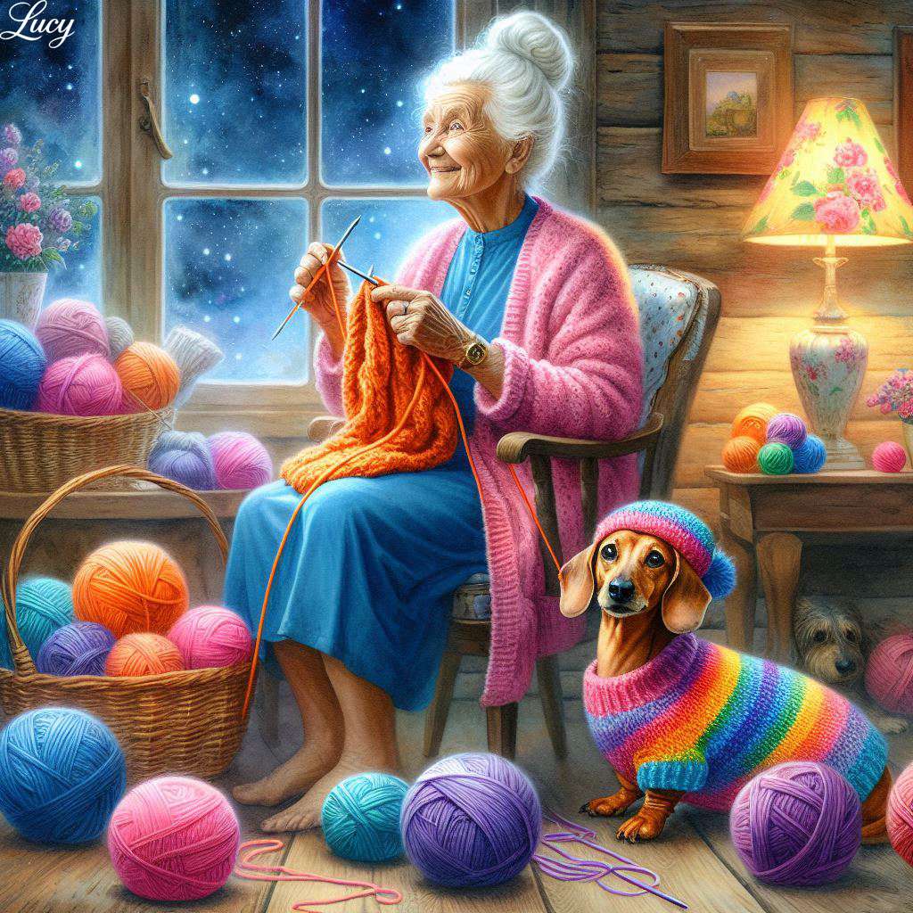 Dachshund îmbracă un pulover cu dungi curcubeu puzzle online