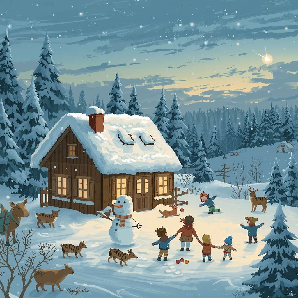 snowy winter landscape rompecabezas en línea