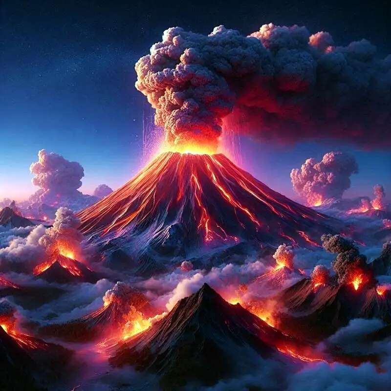 Vedere a unei erupții vulcanice jigsaw puzzle online
