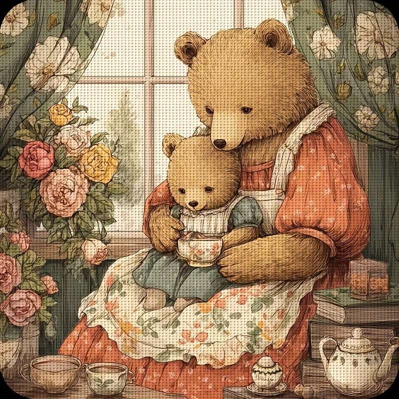 piccolo orsacchiotto con sua madre puzzle online