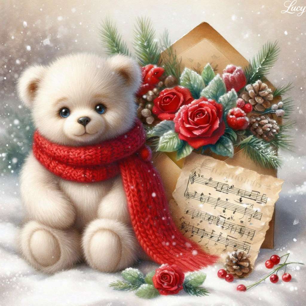 Un pequeño osito de peluche blanco con pelo de felpa. rompecabezas en línea