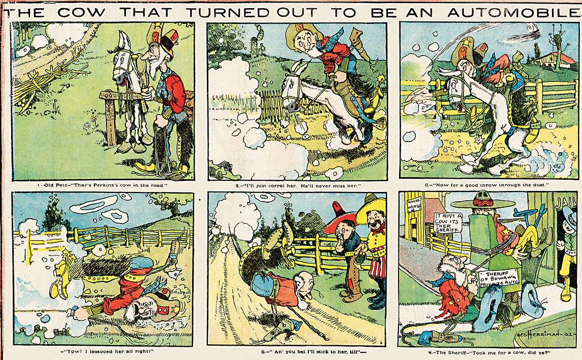 Herriman - Cow turns out automobiles - 1902-02-16 jigsaw puzzle online