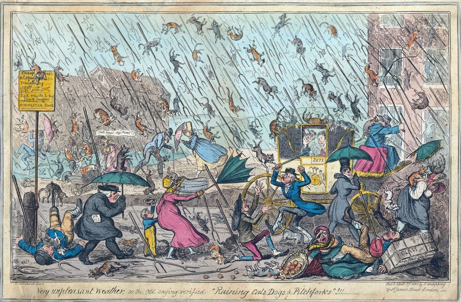 George Cruikshank - 1835 - It's Raining Cats and Hu online puzzle