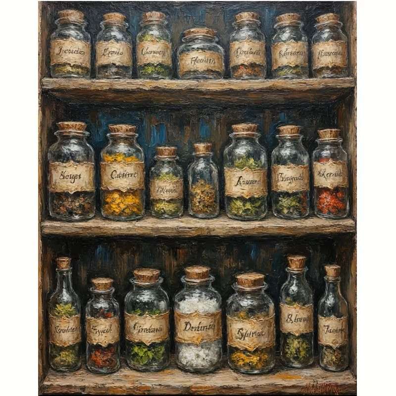 prateleira de cozinha com especiarias puzzle online