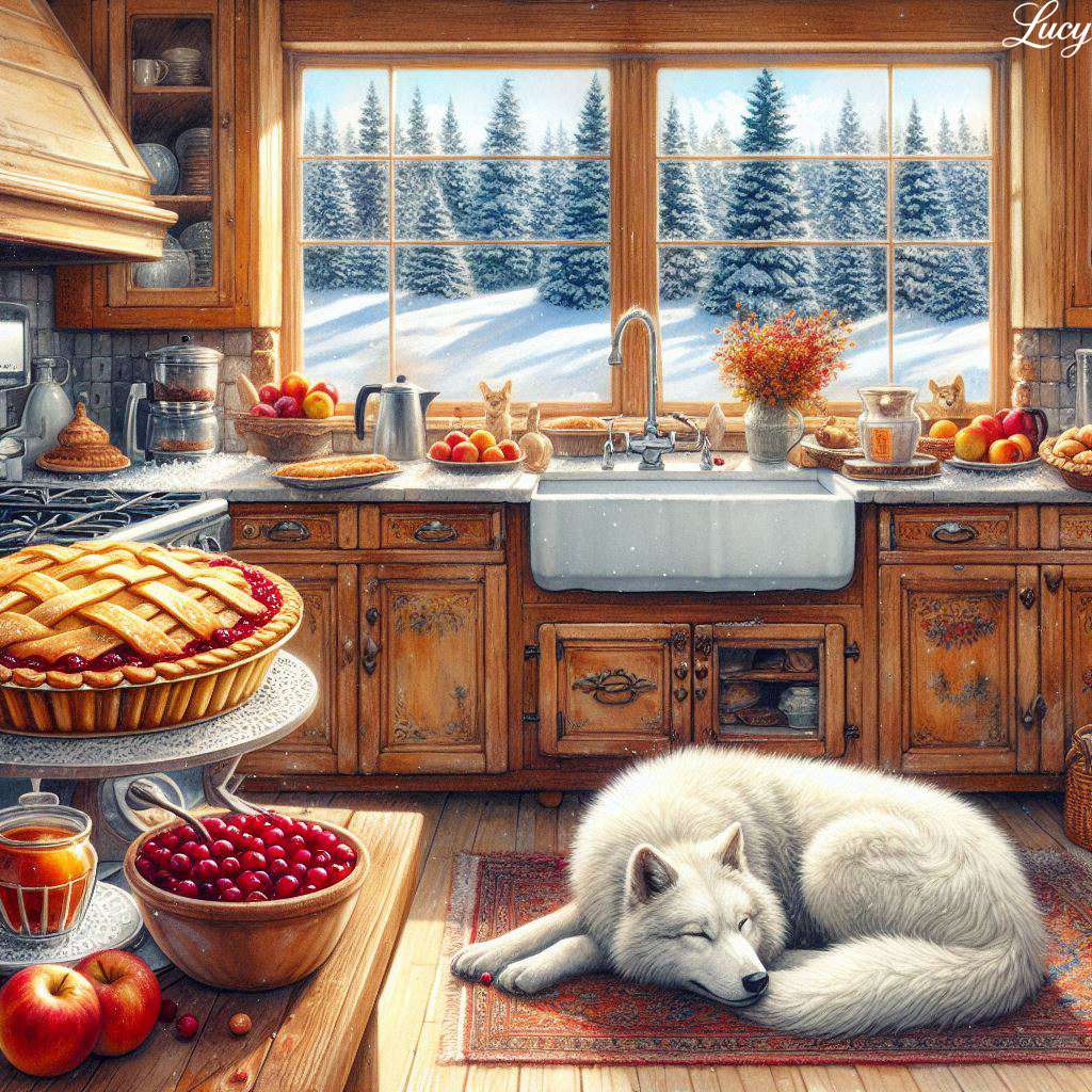 A white wolf naps peacefully on a rug jigsaw puzzle online