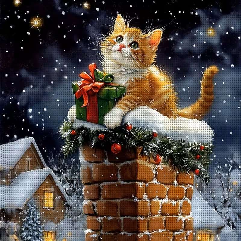 Kätzchen auf dem Schornstein Online-Puzzle