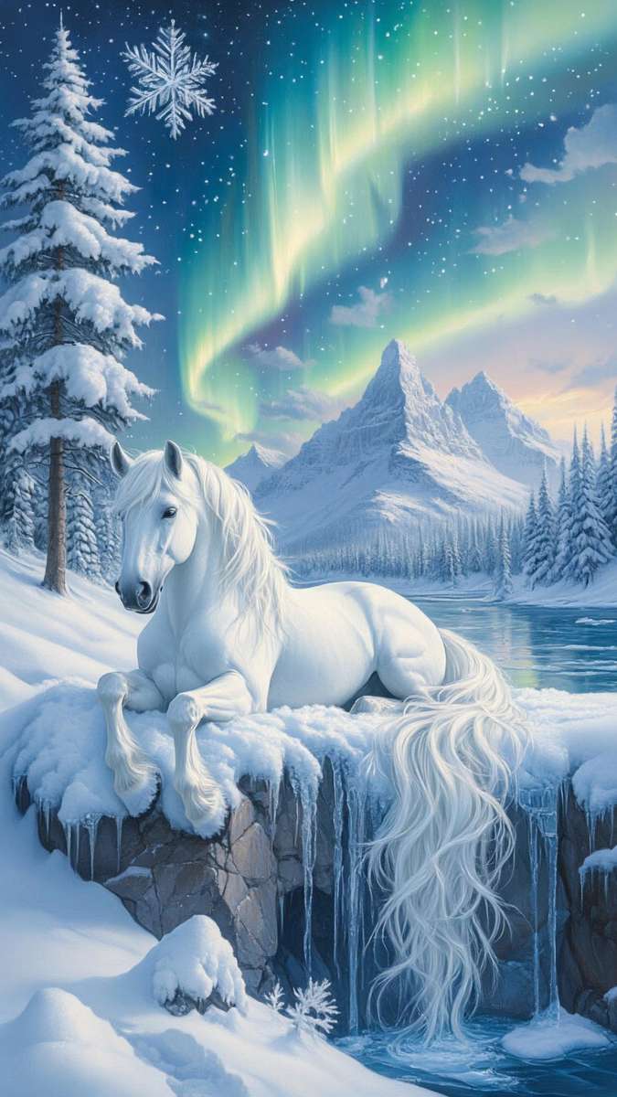 Cheval et paysage d'hiver puzzle en ligne