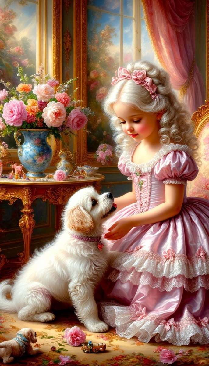 petite fille avec un chien puzzle en ligne