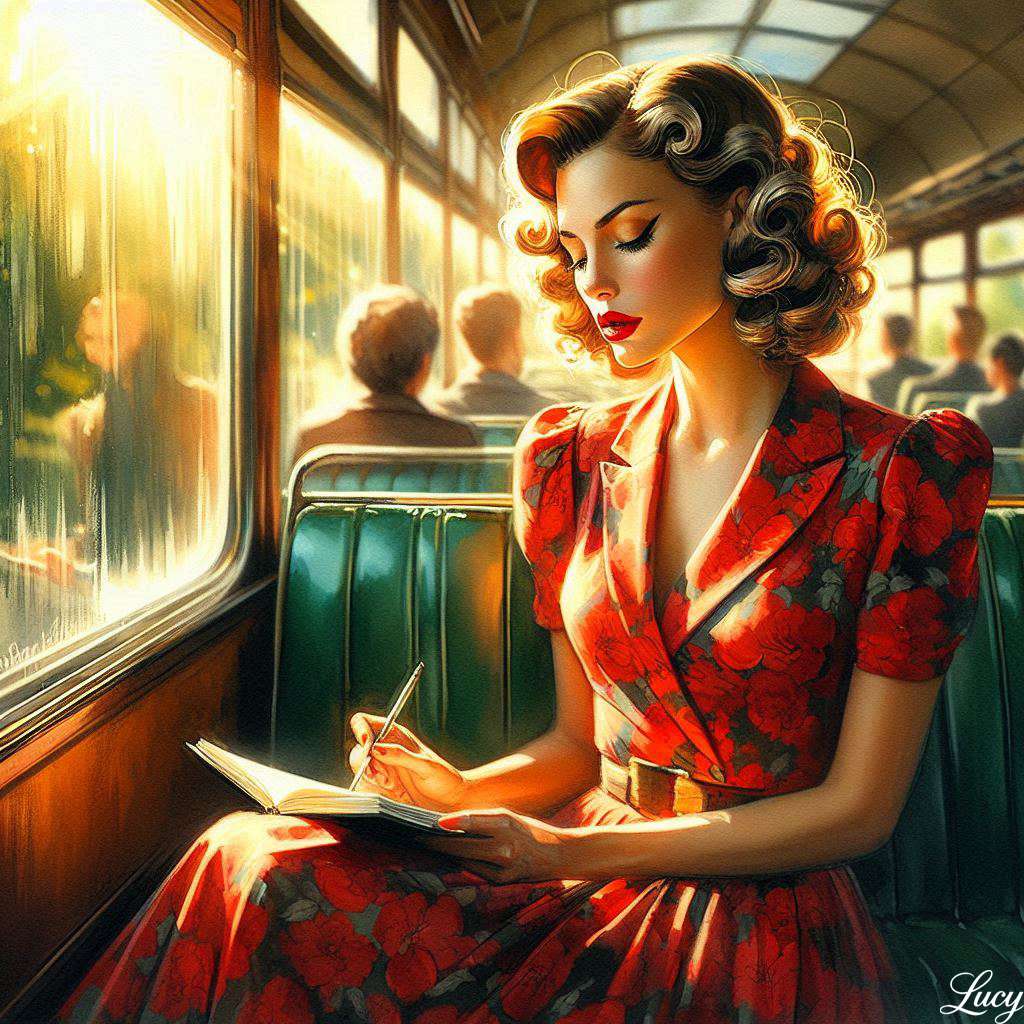 Mulher com vestido floral vermelho puzzle online