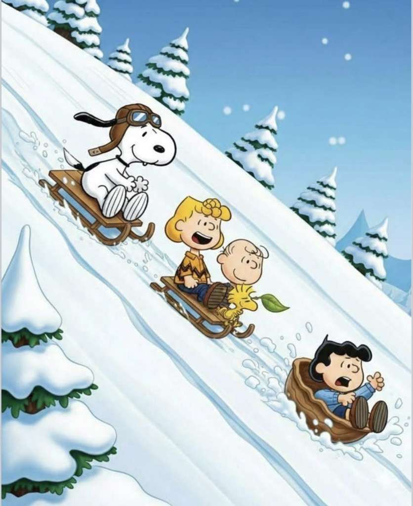 Gli amici di Snoopy si lanciano in un'audace discesa in discesa. puzzle online