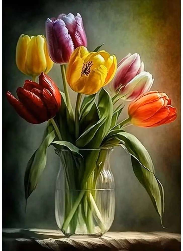 tulipán egy üvegvázában kirakós online