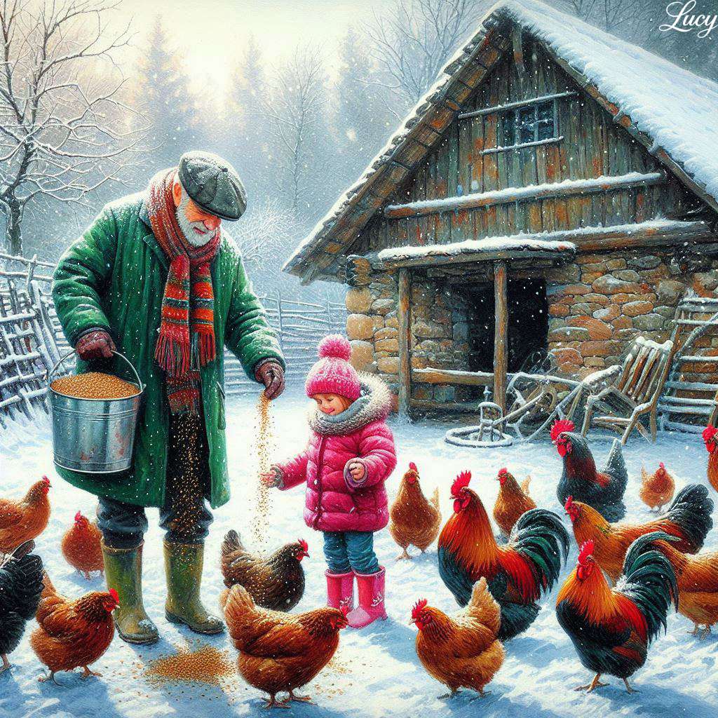 Winters tafereel op het boerenerf online puzzel