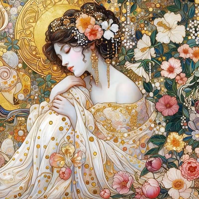 bella signora in una veste fluente puzzle online