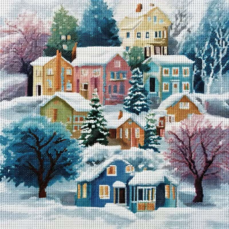 une ville couverte de neige puzzle en ligne