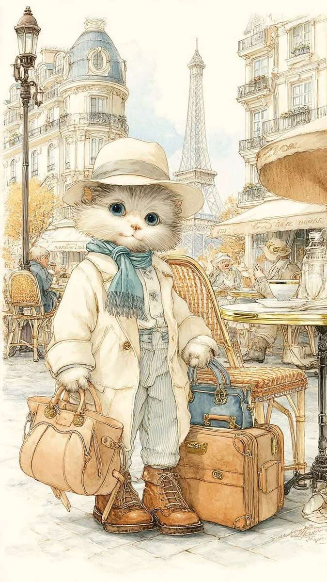 Elegant cat in Paris jigsaw puzzle online