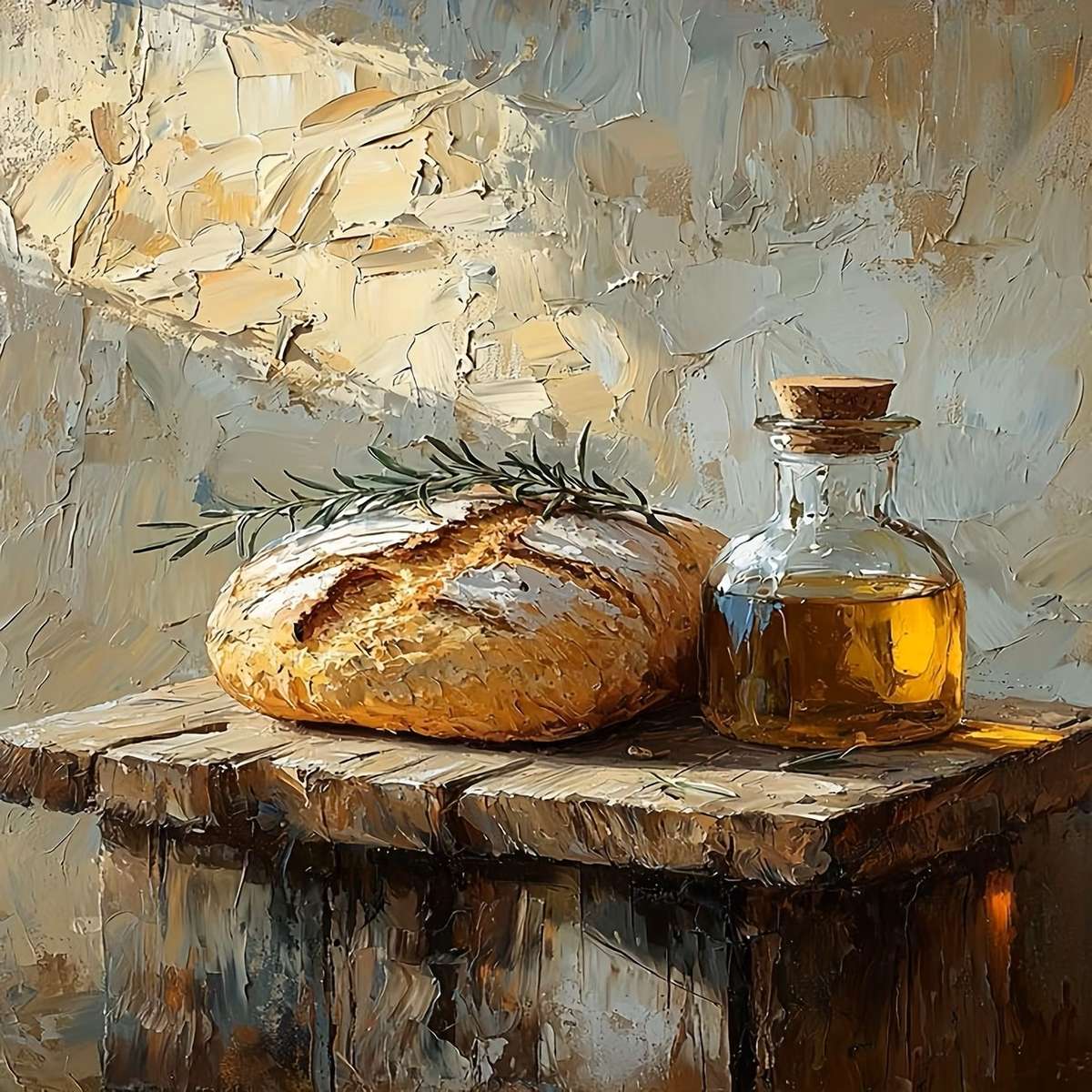 pagnotta fresca e olio d'oliva puzzle online