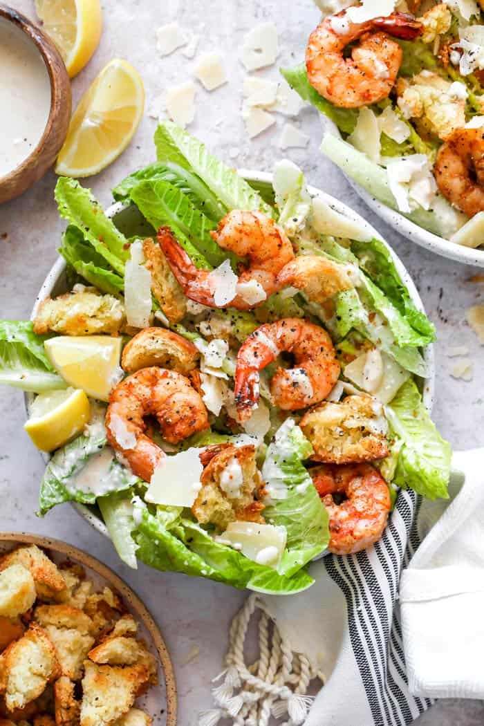 Salade César aux crevettes puzzle en ligne