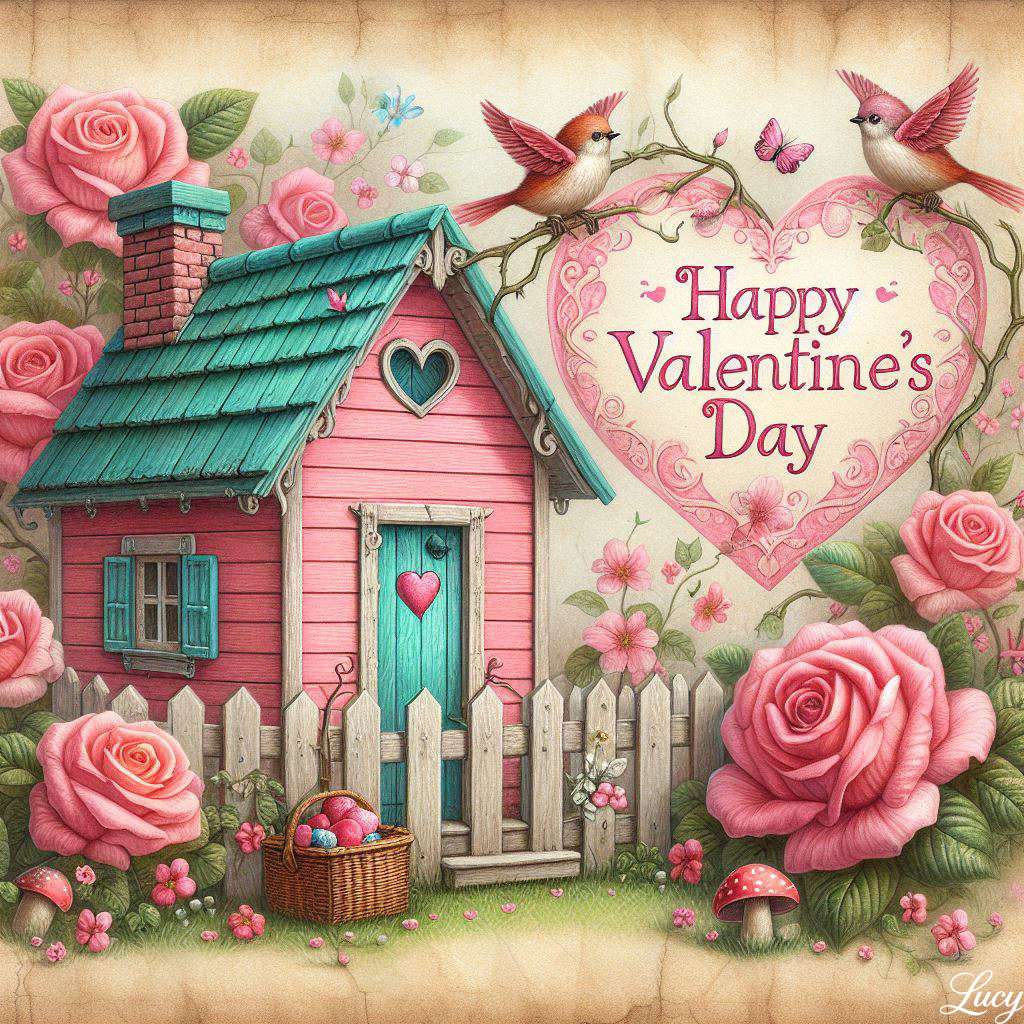 Een klein roze houten huisje legpuzzel online