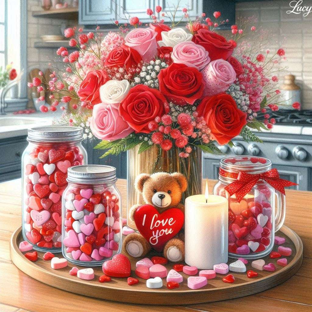 Centrotavola romantico per San Valentino puzzle online